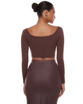 Natrelax™ Square Neck Long Sleeve Crop Top