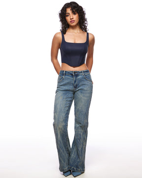 Natrelax™ Matte Faux Leather Crop Top