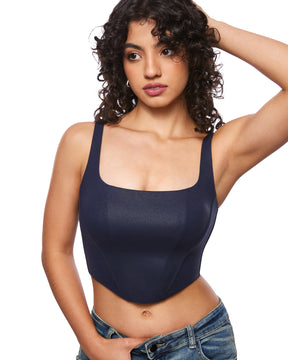 Natrelax™ Matte Faux Leather Crop Top