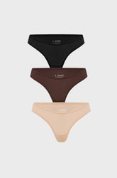 V-shaped Low Rise Thongs 3 Pack