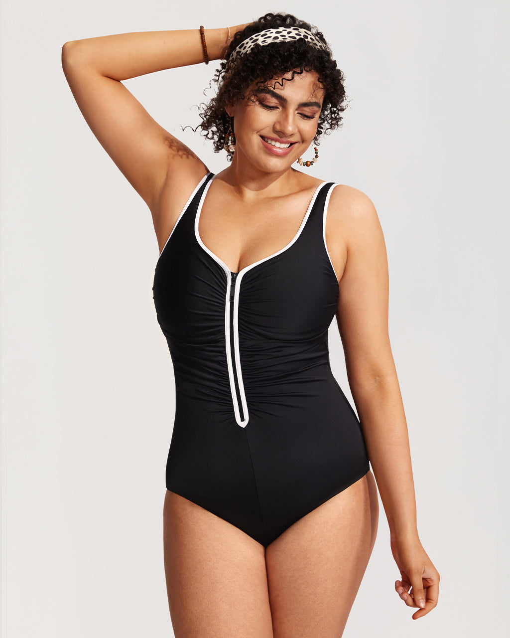 Zipper One Piece Swimsuit