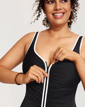 Zipper One Piece Swimsuit