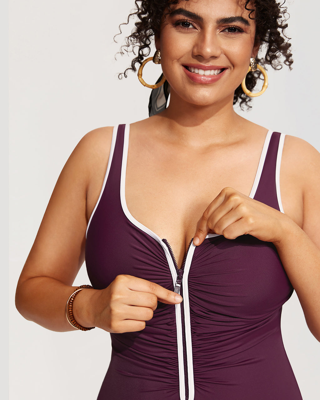 Zipper One Piece Swimsuit