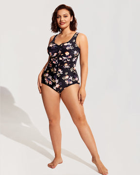 Zipper One Piece Swimsuit