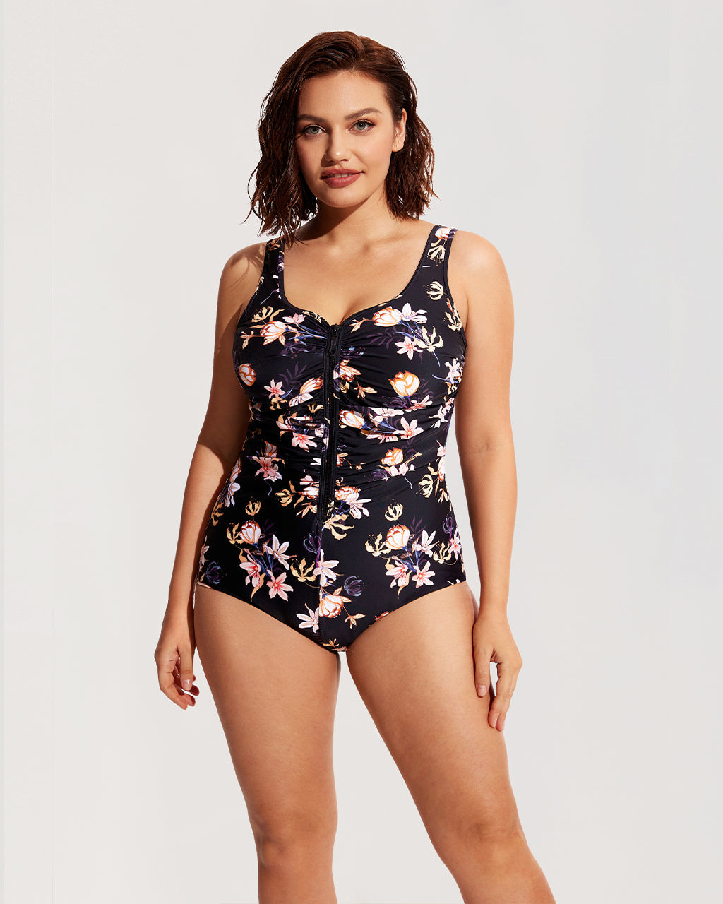 Zipper One Piece Swimsuit