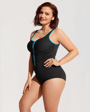 Zipper One Piece Swimsuit