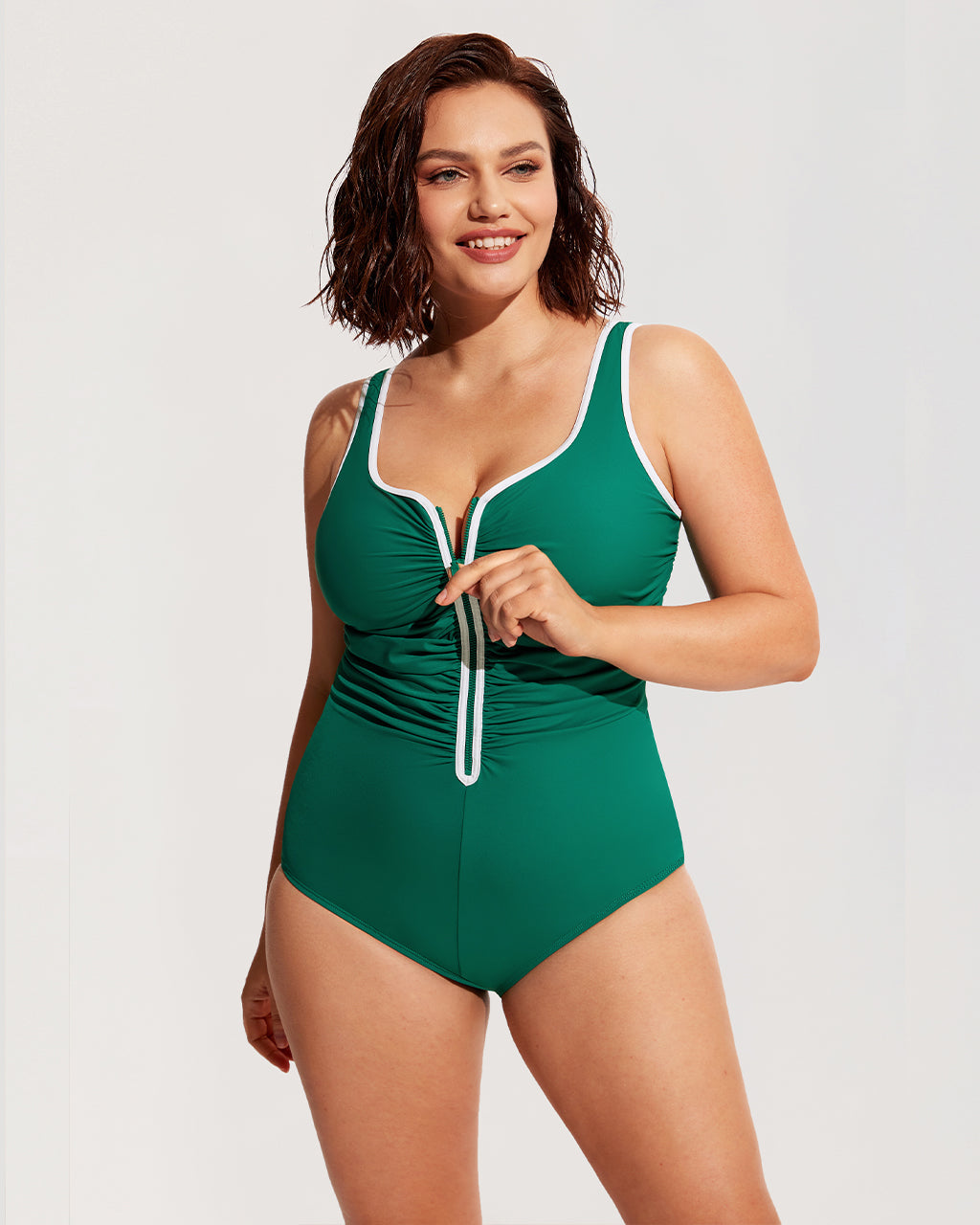 Zipper One Piece Swimsuit