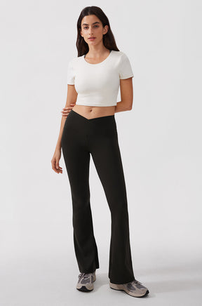 V Cross Waist Flare Leggings 31”