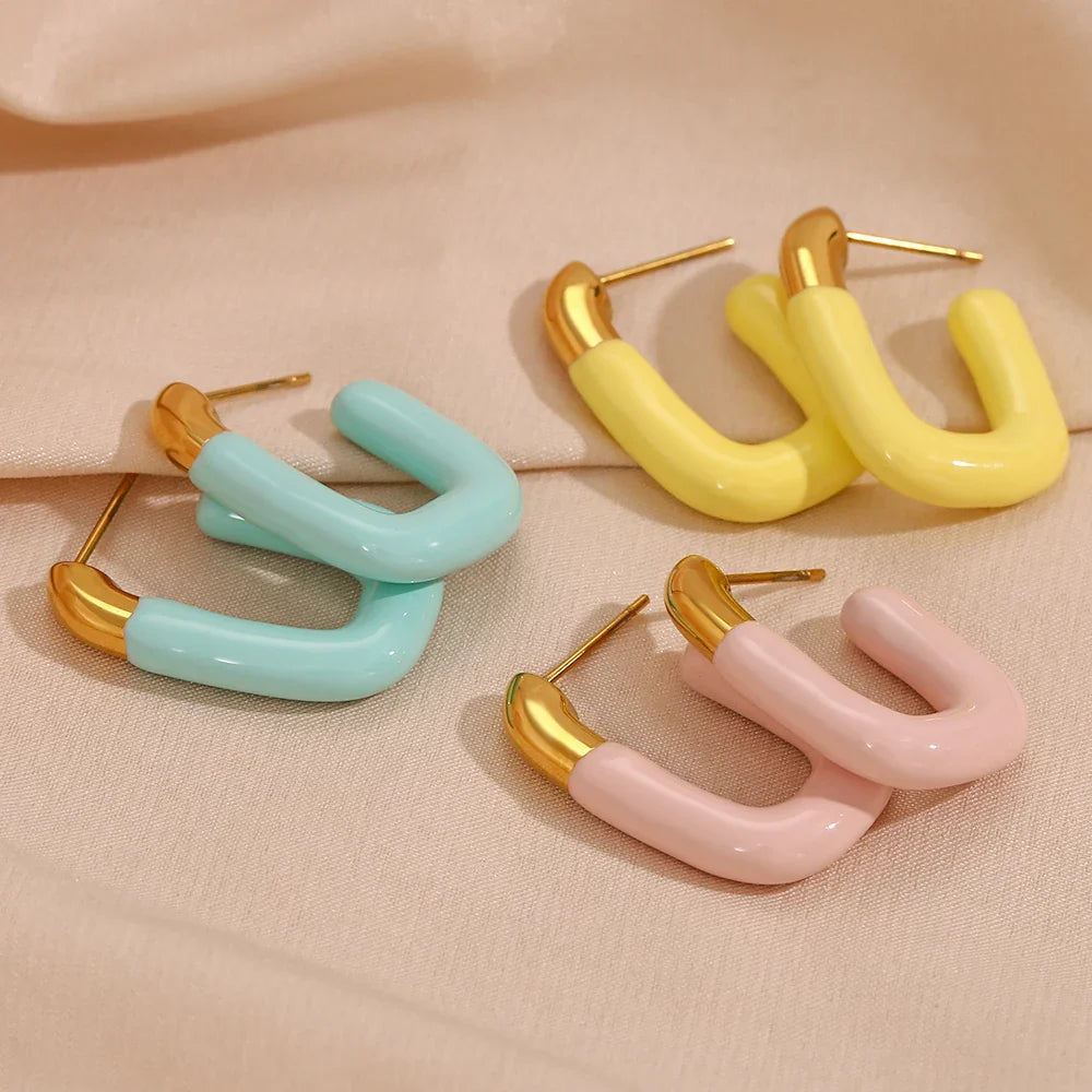 Brincos Esmaltados Elegantes