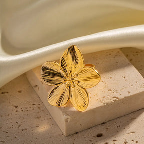 Anel Flor Ajustável Banhado a Ouro 18k