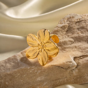 Anel Flor Ajustável Banhado a Ouro 18k