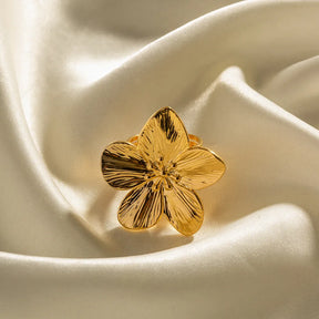 Anel Flor Ajustável Banhado a Ouro 18k