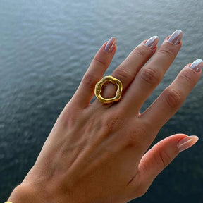 Anel Elegance Circular Ajustável Banhado a Ouro 18k