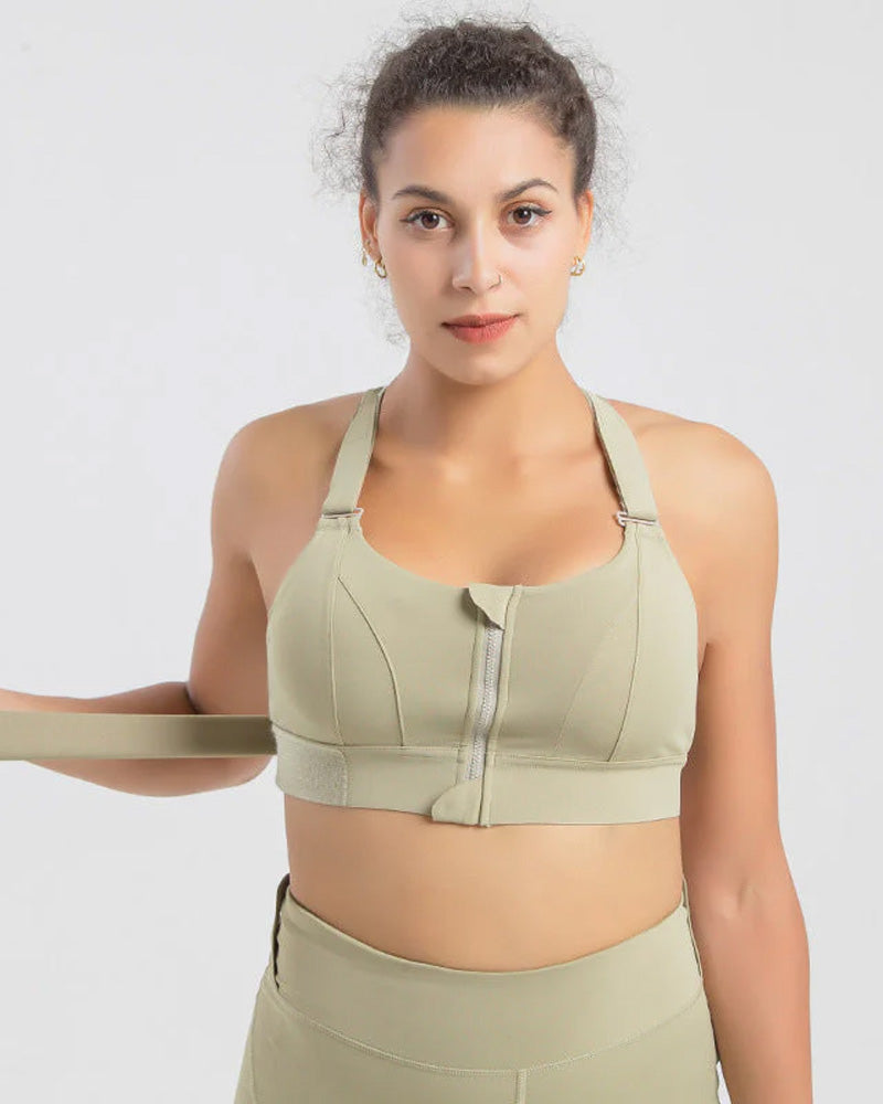 Women's High Impact Sports Bra Plus Size Zip-Front Shock Absober