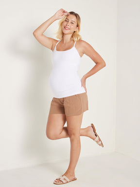 Y Back Maternity Tank - Ruched Sides
