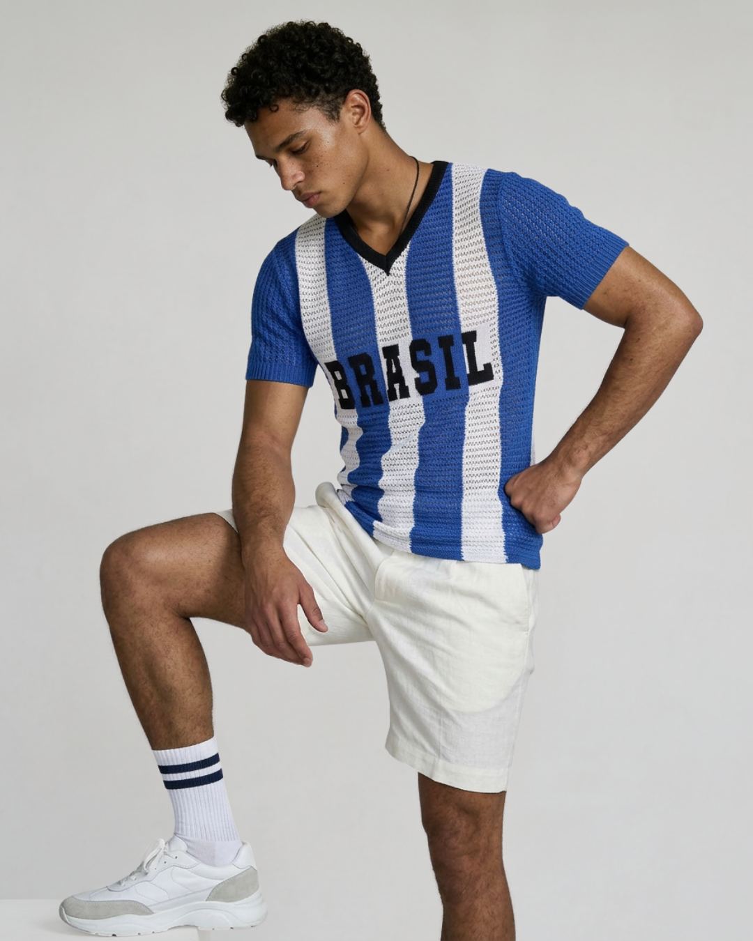 blusa masculina tricot seleção listrada copa 2026 + frete grátis