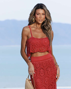conjunto tricot vermelho aura mediterrânea