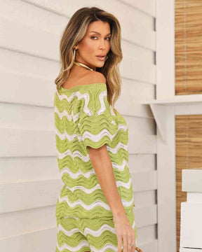 conjunto tricot chevron verde valência