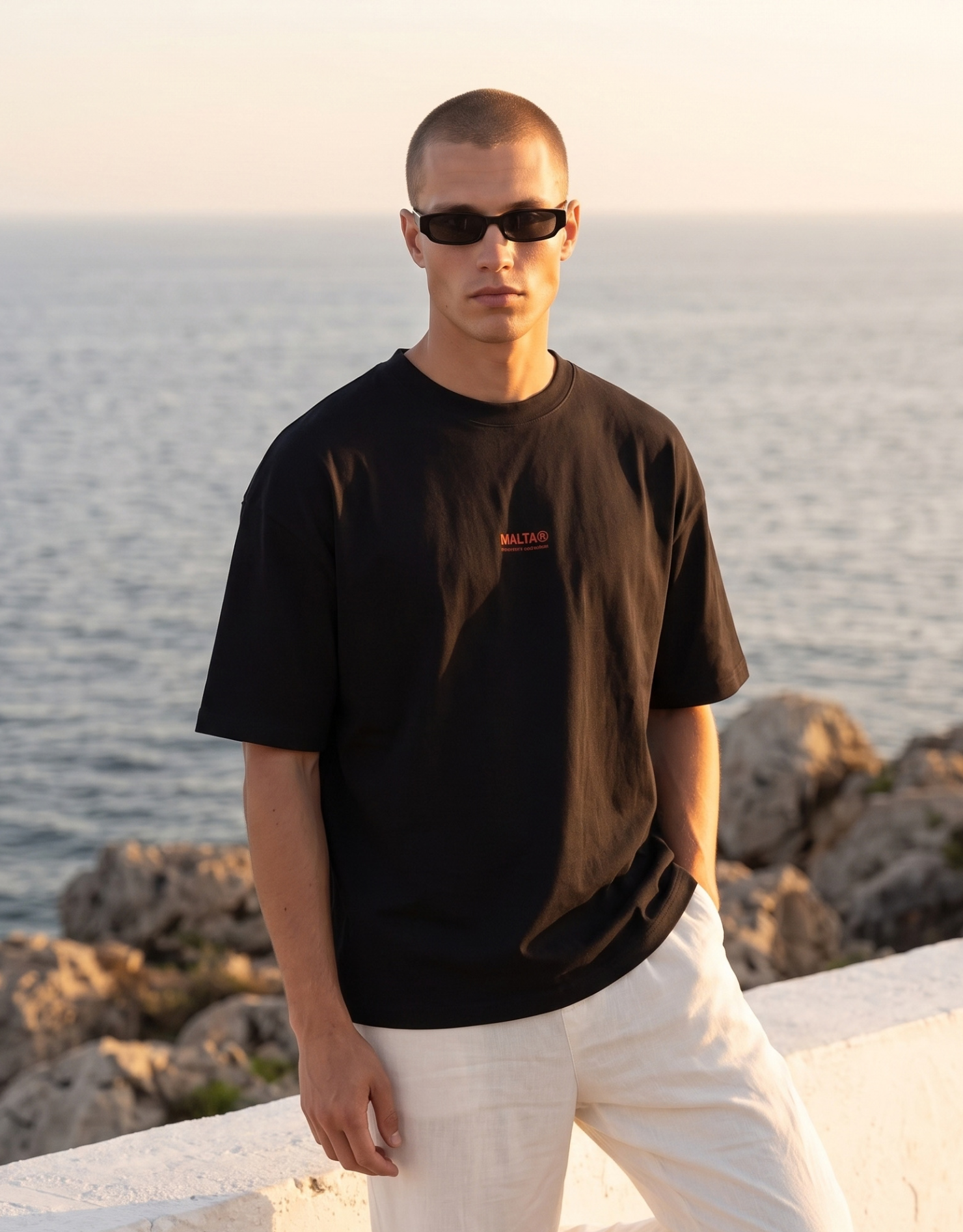 Camiseta oversized MALTA® Take the Risk preta usada ao ar livre