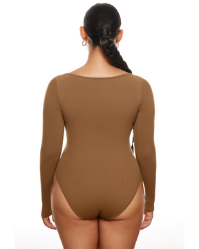Ribbed Long Sleeve Scoop Neck Bodysuit