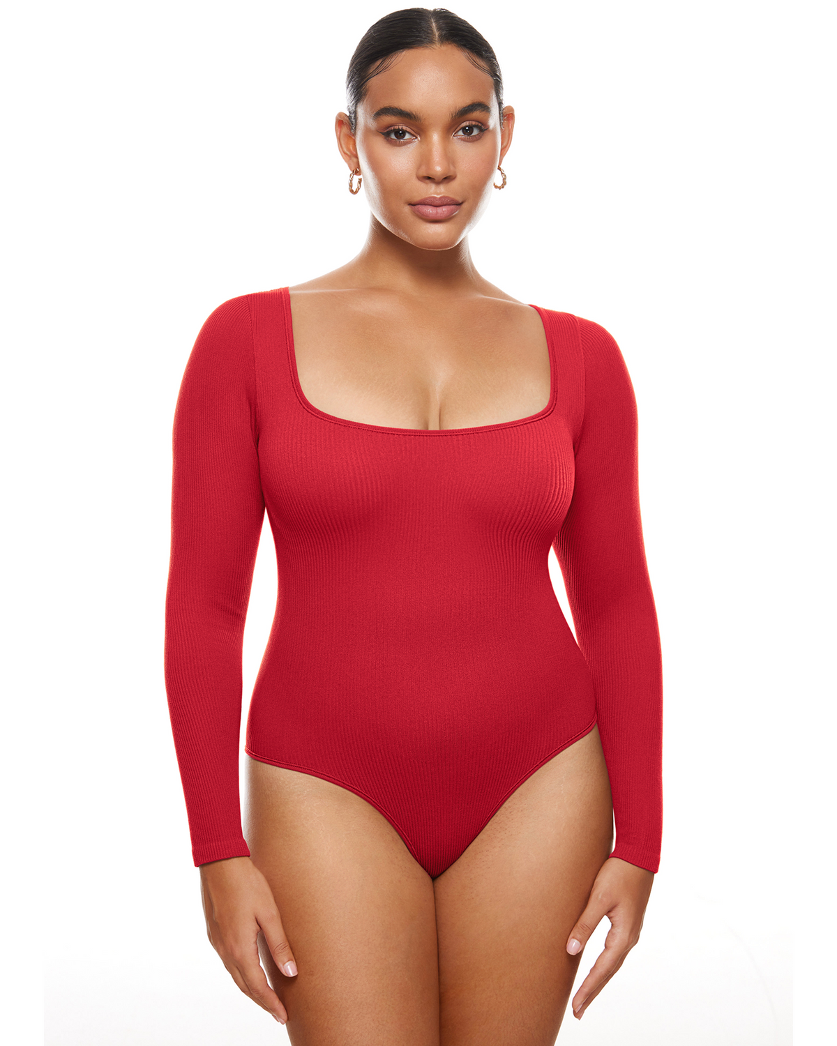Ribbed Long Sleeve Scoop Neck Bodysuit