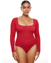 Ribbed Long Sleeve Scoop Neck Bodysuit