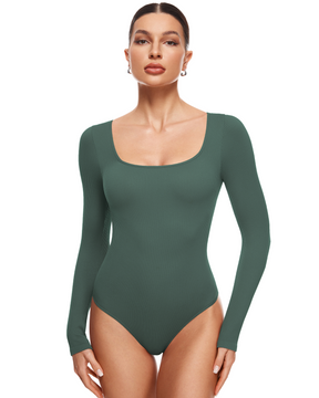 Ribbed Long Sleeve Scoop Neck Bodysuit