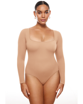Ribbed Long Sleeve Scoop Neck Bodysuit