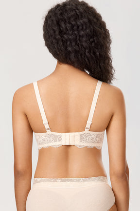 Lacy Underwire Plunge Push Up Bra