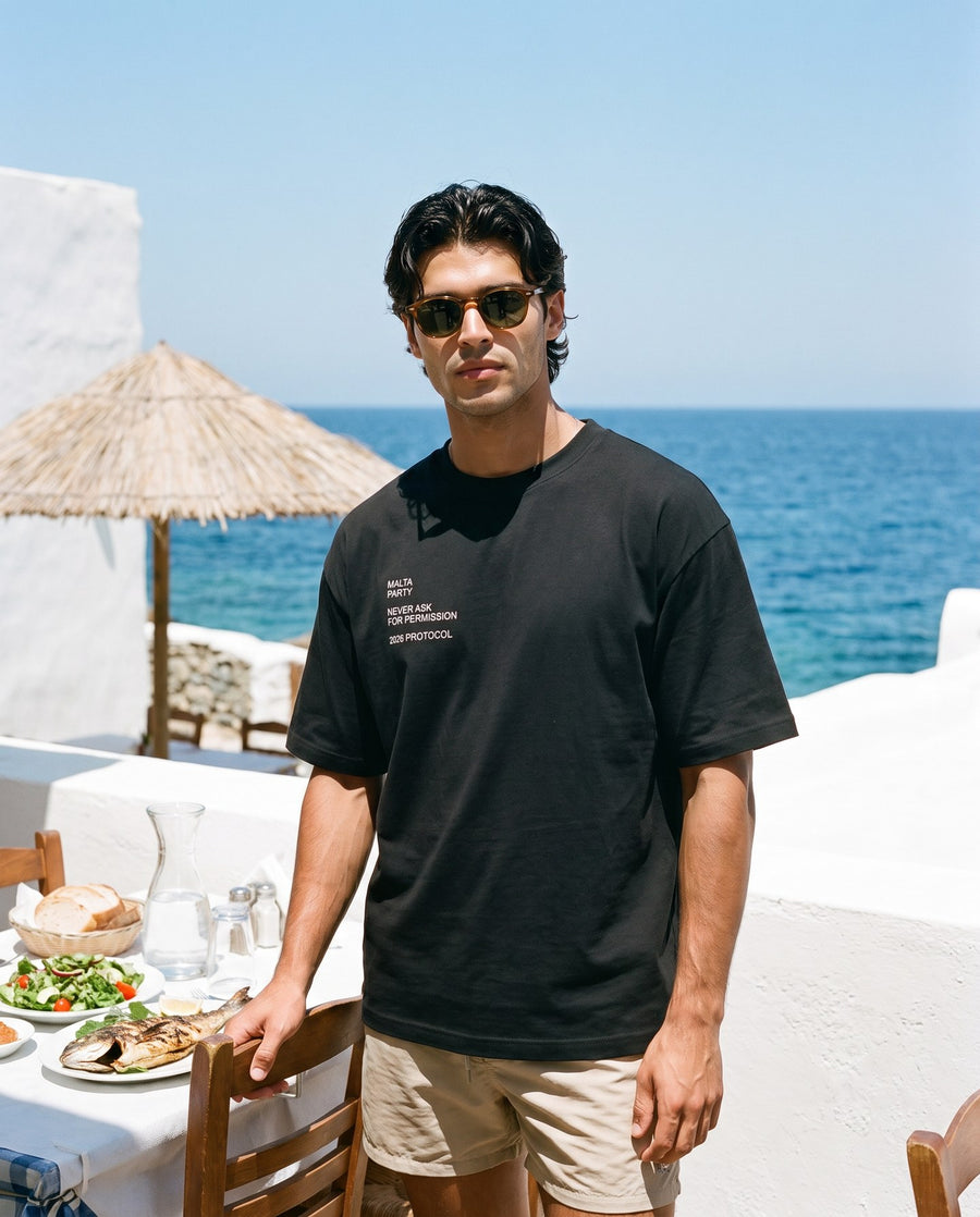 Camiseta oversized MALTA® after party às 12h: volta da praia