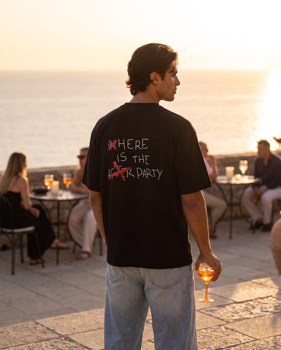 Camiseta oversized MALTA® after party às 19h: aperitivo ao pôr do sol