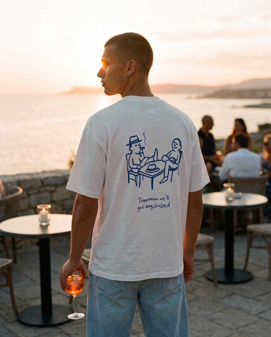 Camiseta oversized MALTA® have a break às 19h: aperitivo ao pôr do sol