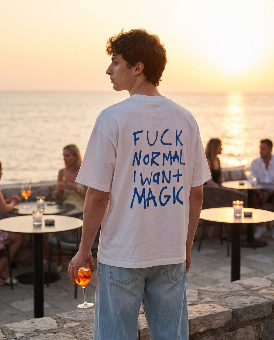 Camiseta oversized MALTA® i want magic às 19h: aperitivo ao pôr do sol