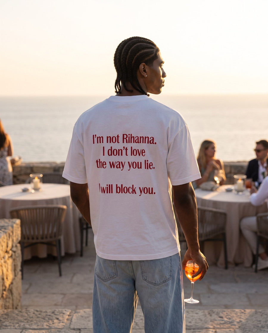 Camiseta oversized MALTA® i will block you às 19h: aperitivo ao pôr do sol