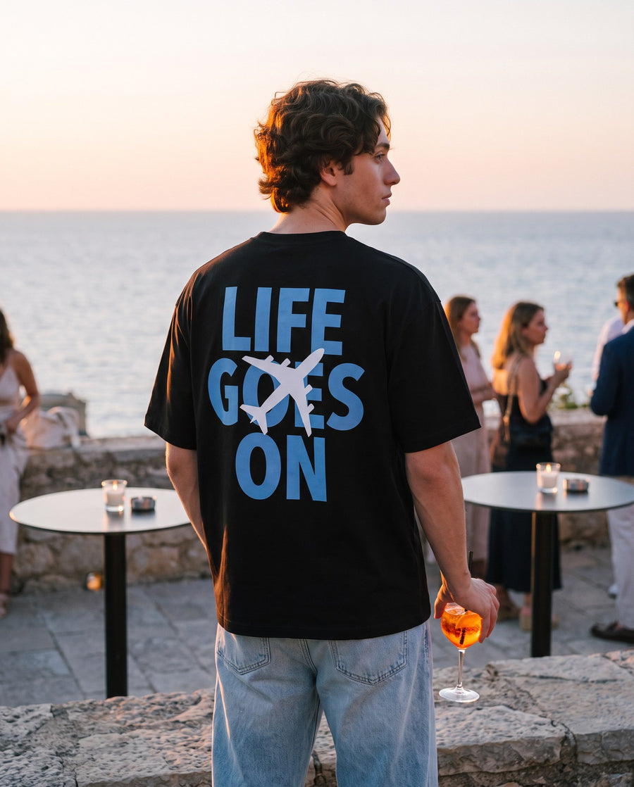 Camiseta oversized MALTA® life goes on às 19h: aperitivo ao pôr do sol