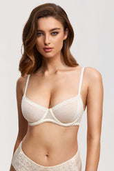 Natural See-Through Lace Demi Bra