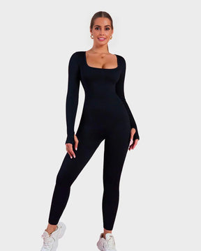 Long Sleeve Square Neck Full Body Shaper Jumpsuit
