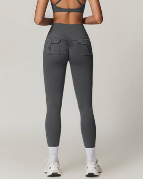 Y2K Wide Waistband High Stretch Pocket Cargo Butt Lifting Workout Quick Drying Leggings