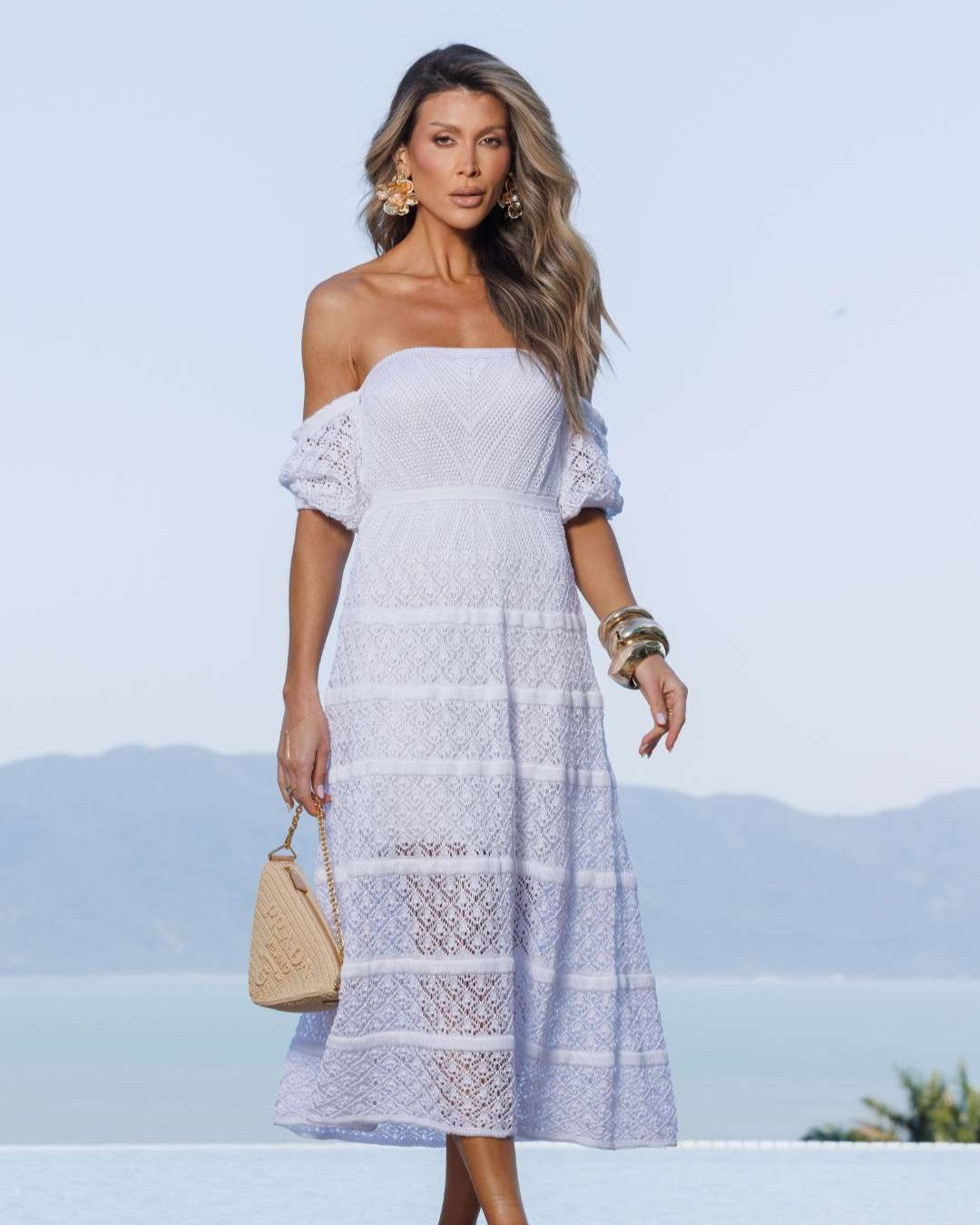 vestido midi tricot branco siena