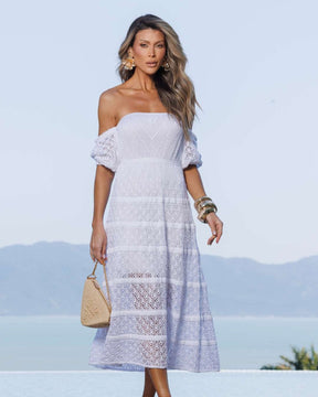 vestido midi tricot branco siena